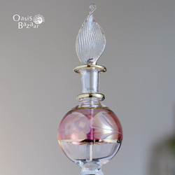 《SALE！》22K GOLD［Sサイズ］エジプトガラス香水瓶 パフュームボトル アロマオイル ピンク 2枚目の画像