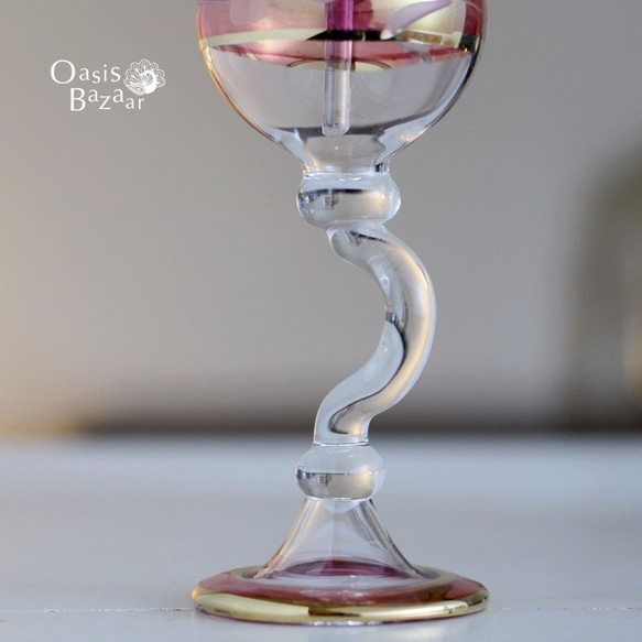《SALE！》22K GOLD［Sサイズ］エジプトガラス香水瓶 パフュームボトル アロマオイル ピンク 3枚目の画像