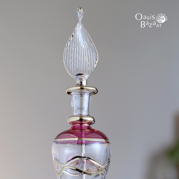 《SALE！》GOLD［Sサイズ］エジプトガラス香水瓶 パフュームボトル アロマオイル ピンク 2枚目の画像