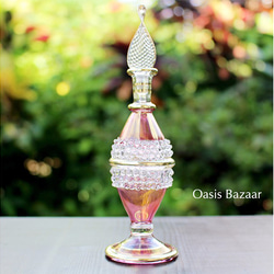 22K GOLD［Sサイズ］エジプトガラス香水瓶 パフュームボトル アロマオイル ピンク 1枚目の画像