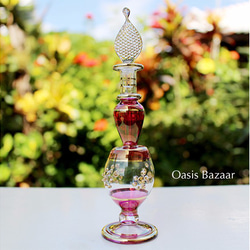 ［Sサイズ］エジプトガラス香水瓶 パフュームボトル アロマオイル パープル 1枚目の画像
