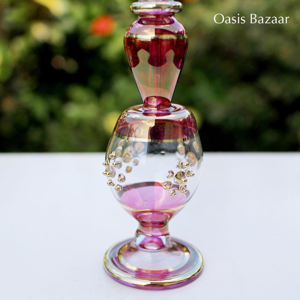 ［Sサイズ］エジプトガラス香水瓶 パフュームボトル アロマオイル パープル 4枚目の画像