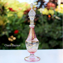 ［Sサイズ］エジプトガラス香水瓶 パフュームボトル アロマオイル ピンク 1枚目の画像