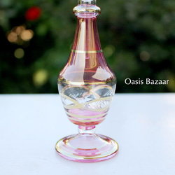 ［Sサイズ］エジプトガラス香水瓶 パフュームボトル アロマオイル ピンク 4枚目の画像