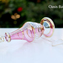 ［Sサイズ］エジプトガラス香水瓶 パフュームボトル アロマオイル ピンク 5枚目の画像
