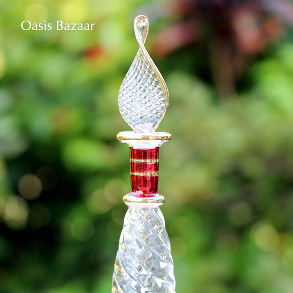 ［MSサイズ］エジプトガラス香水瓶 パフュームボトル アロマオイル　レッド 3枚目の画像