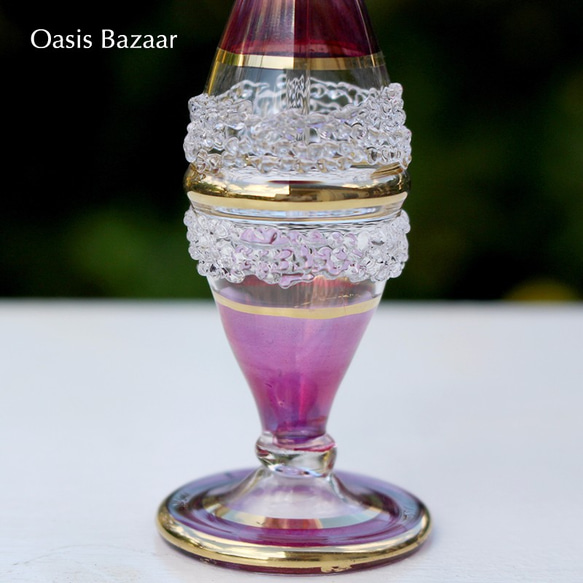 22K GOLD［Sサイズ］エジプトガラス香水瓶 パフュームボトル アロマオイル パープル 4枚目の画像