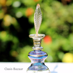 22K GOLD［Sサイズ］エジプトガラス香水瓶 パフュームボトル アロマオイル ブルー 3枚目の画像