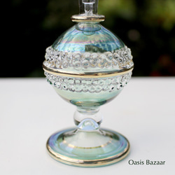 22K GOLD［Sサイズ］エジプトガラス香水瓶 パフュームボトル アロマオイル グリーン 4枚目の画像