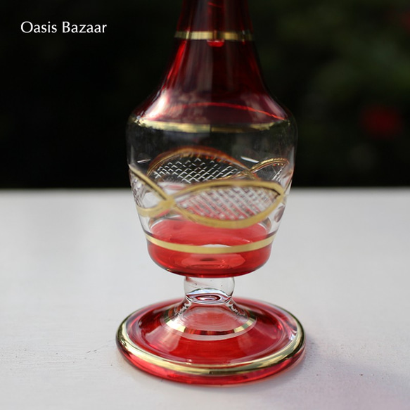 22K GOLD［MSサイズ］エジプトガラス香水瓶 パフュームボトル アロマオイル　レッド 4枚目の画像