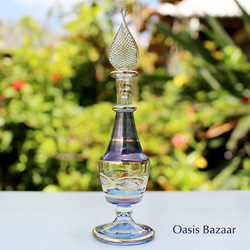 22K GOLD［MSサイズ］エジプトガラス香水瓶 パフュームボトル アロマオイル ブルー 2枚目の画像