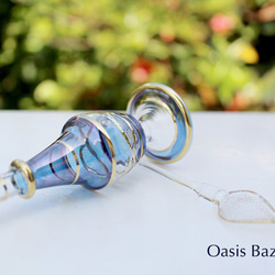 22K GOLD［MSサイズ］エジプトガラス香水瓶 パフュームボトル アロマオイル ブルー 5枚目の画像