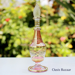 22K GOLD［MSサイズ］エジプトガラス香水瓶 パフュームボトル アロマオイル ピンク 2枚目の画像