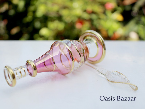 22K GOLD［MSサイズ］エジプトガラス香水瓶 パフュームボトル アロマオイル ピンク 5枚目の画像