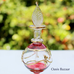 22K GOLD［Sサイズ］エジプトガラス香水瓶 パフュームボトル アロマオイル　レッド 3枚目の画像