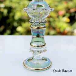 22K GOLD［MSサイズ］エジプトガラス香水瓶 パフュームボトル アロマオイル グリーン 4枚目の画像