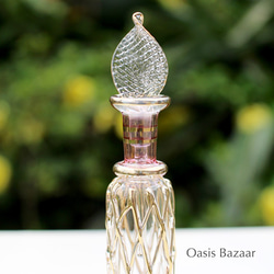 22K GOLD［Sサイズ］エジプトガラス香水瓶 パフュームボトル アロマオイル ピンク 3枚目の画像