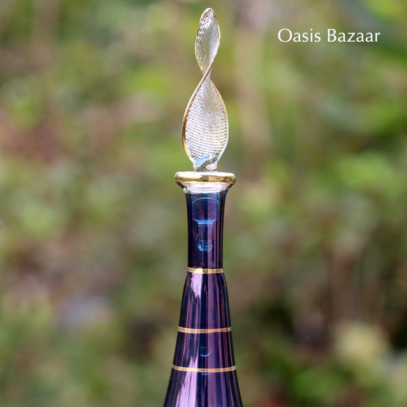 22K GOLD［MSサイズ］エジプトガラス香水瓶 パフュームボトル アロマオイル ブルー 3枚目の画像