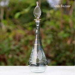 GOLD［MSサイズ］エジプトガラス香水瓶 パフュームボトル アロマオイル グリーン 1枚目の画像