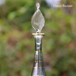GOLD［MSサイズ］エジプトガラス香水瓶 パフュームボトル アロマオイル グリーン 3枚目の画像