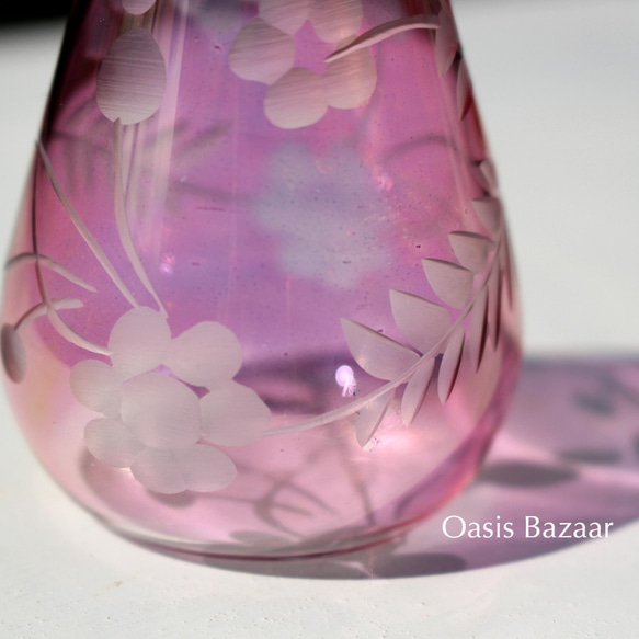 GOLD［MSサイズ］エジプトガラス香水瓶 パフュームボトル アロマオイル ピンク 5枚目の画像