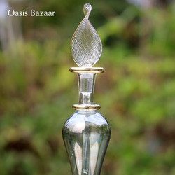 22K GOLD［Mサイズ］エジプトガラス香水瓶 パフュームボトル アロマオイル グリーン 3枚目の画像