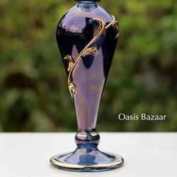 22K GOLD［Mサイズ］エジプトガラス香水瓶 パフュームボトル アロマオイル ブルー 4枚目の画像