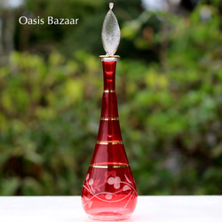 22K GOLD［MSサイズ］エジプトガラス香水瓶 パフュームボトル アロマオイル　レッド 3枚目の画像