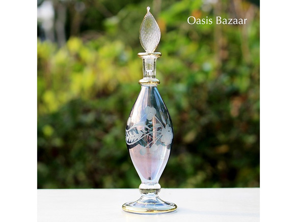 GOLD［MSサイズ］エジプトガラス香水瓶 パフュームボトル アロマオイル ブルー 1枚目の画像