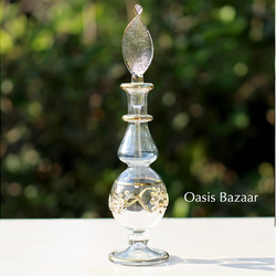 GOLD［Sサイズ］エジプトガラス香水瓶 パフュームボトル アロマオイル グリーン 1枚目の画像