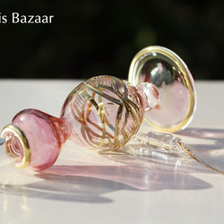 22K GOLD［Sサイズ］エジプトガラス香水瓶 パフュームボトル アロマオイル ピンク 5枚目の画像