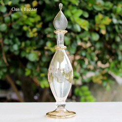 GOLD［MSサイズ］エジプトガラス香水瓶 パフュームボトル アロマオイル イエロー 2枚目の画像