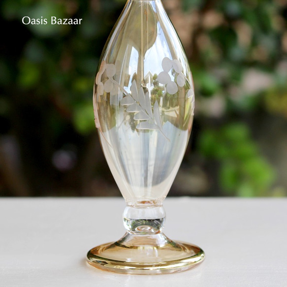 GOLD［MSサイズ］エジプトガラス香水瓶 パフュームボトル アロマオイル イエロー 4枚目の画像