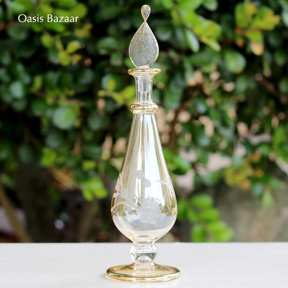 22K GOLD［MSサイズ］エジプトガラス香水瓶 パフュームボトル アロマオイル イエロー 2枚目の画像