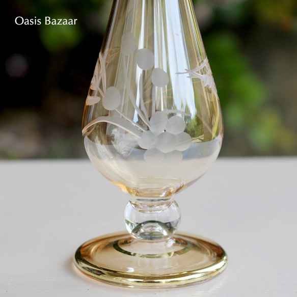 22K GOLD［MSサイズ］エジプトガラス香水瓶 パフュームボトル アロマオイル イエロー 4枚目の画像