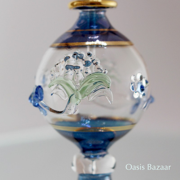 22K GOLD［Sサイズ］エジプトガラス香水瓶 パフュームボトル アロマオイル ブルー 6枚目の画像