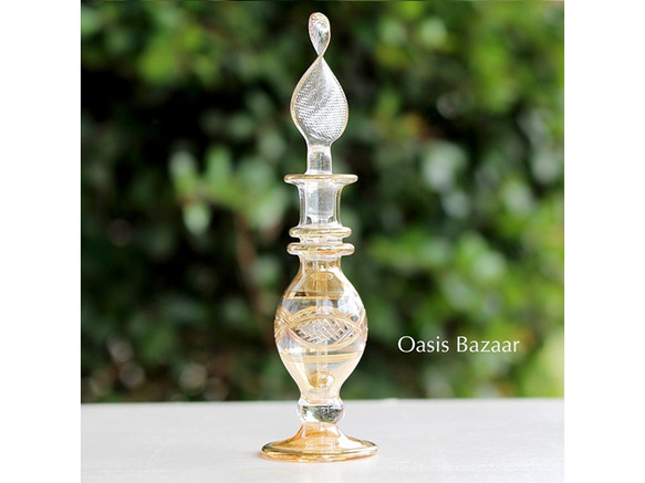 GOLD［Sサイズ］エジプトガラス香水瓶 パフュームボトル アロマオイル イエロー 1枚目の画像