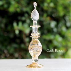 GOLD［Sサイズ］エジプトガラス香水瓶 パフュームボトル アロマオイル イエロー 2枚目の画像