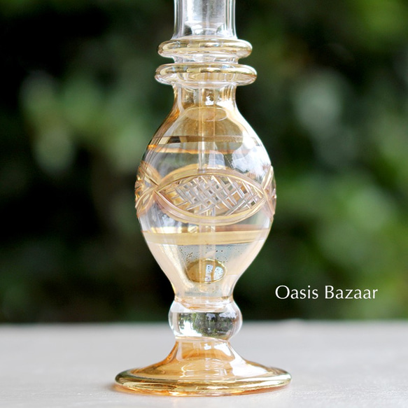 GOLD［Sサイズ］エジプトガラス香水瓶 パフュームボトル アロマオイル イエロー 4枚目の画像