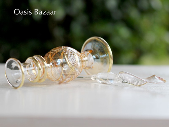 GOLD［Sサイズ］エジプトガラス香水瓶 パフュームボトル アロマオイル イエロー 6枚目の画像