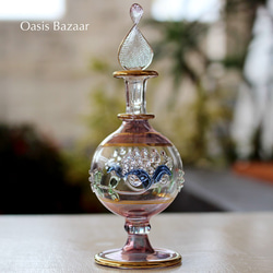 GOLD［Sサイズ］エジプトガラス香水瓶 パフュームボトル アロマオイル パープル 2枚目の画像