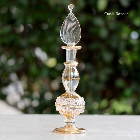 22K GOLD［Sサイズ］エジプトガラス香水瓶 パフュームボトル アロマオイル イエロー 2枚目の画像