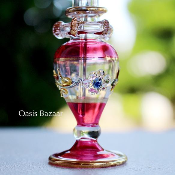 22K GOLD［Sサイズ］エジプトガラス香水瓶 パフュームボトル アロマオイル　レッド 5枚目の画像