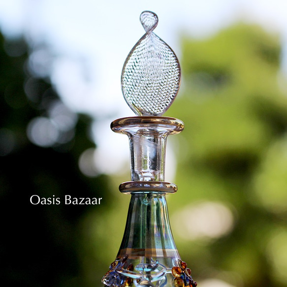 22K GOLD［Sサイズ］エジプトガラス香水瓶 パフュームボトル アロマオイル グリーン 3枚目の画像