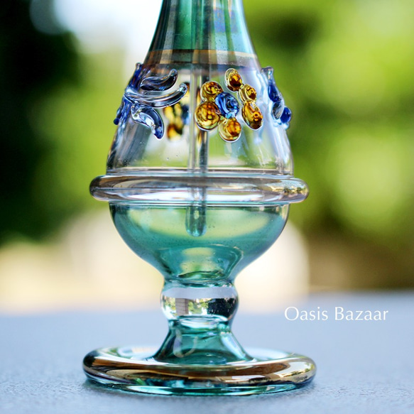 22K GOLD［Sサイズ］エジプトガラス香水瓶 パフュームボトル アロマオイル グリーン 4枚目の画像