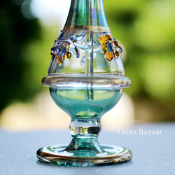 22K GOLD［Sサイズ］エジプトガラス香水瓶 パフュームボトル アロマオイル グリーン 5枚目の画像