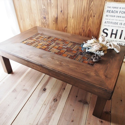 ガラスモザイクタイルの リビングローテーブル ローテーブル・リビング  