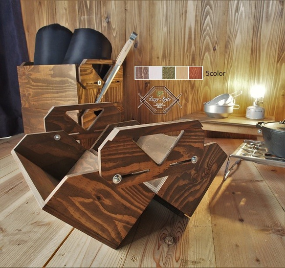 送料無料　選べるカラー 2WAYスタッキング 木製シェルフコンテナ 1枚目の画像
