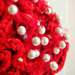 針織帽的珍珠珠Tsukai &lt;絲絨風格紅&gt; 第2張的照片