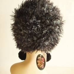 罩式針織帽&lt;黑色×深灰色&gt; 第4張的照片